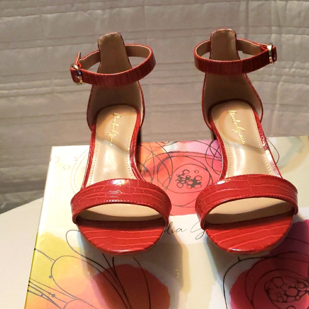 Amelia Grace Cherry Red Two Tone Croco PU